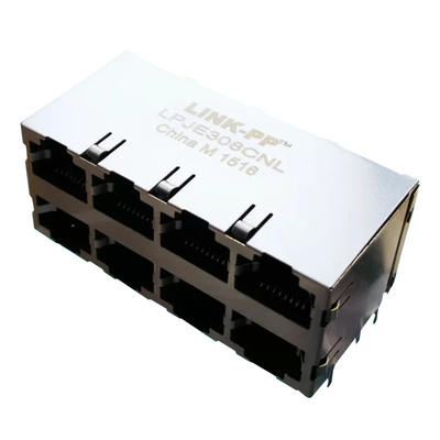 Stacked RJ45 LPJE308CNL Wejście boczne 8 portów 2x4 Rj45 8P8C Gniazdo modułowe