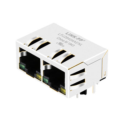 JXR8-1001NL 1x2 Port 10/100 Base-T G/Y Led Ethernet Port LAN Gniazdo sieciowe RJ45 Złącze ICM