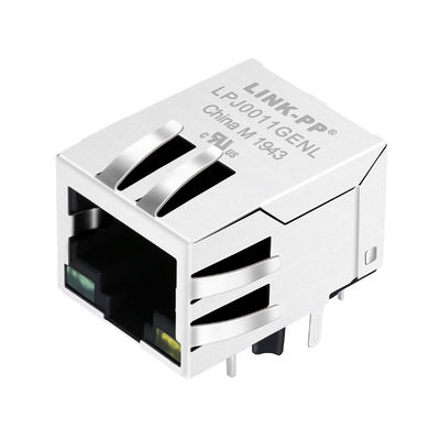 7499011216A Tab Down Zielone / żółte diody LED Pojedynczy port Złącze modułowe 8P8C Gniazdo RJ45 LPJ0011-8GENL