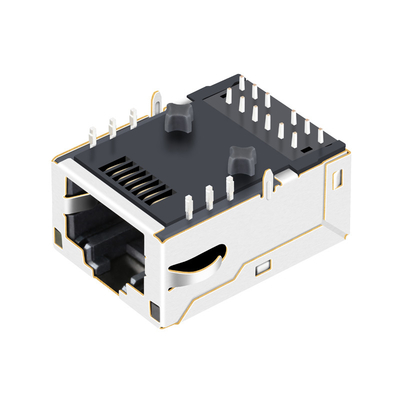 L8BE-1G1T-91A Magnetyczne gniazdo RJ45 100 Base-T Tab Up Port 1X1 Zielona dioda LED ekranowana z palcem EMI