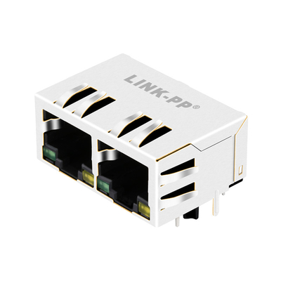 Zielona / żółta dioda LED 1000 Base-T Tab Down Magnetyczne złącze RJ45 JXR8-1002NL 1x2 Port