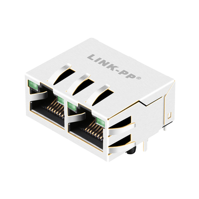 1840572-7 1000 Base-T Tab Up 1x2 port Rj45 ekranowane złącze z zielonymi / zielonymi diodami LED