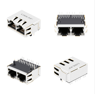 1000 Base-T Tab Up 1x2 Port Rj45 Jack z magnesami 1840572-6 Z diodami GY/GY
