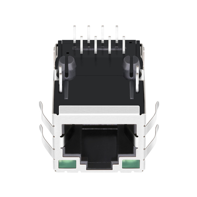 SI-80025-F 10/100 BASE-T 1x1 Port Rj45 Network Jack Tab Up Ekranowany z zielonymi / zielonymi diodami LED