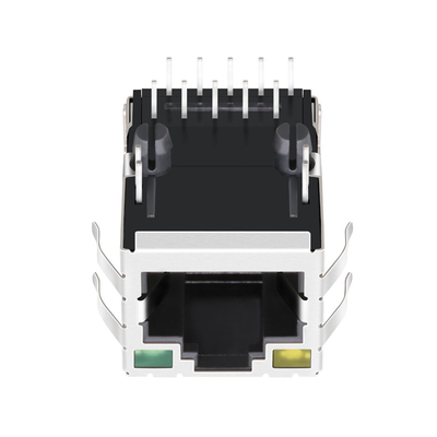 JXD1-9025NL 10/100 Base-T Tab Up 1 portowe złącze Rj45 ekranowane żółtą / zieloną diodą LED