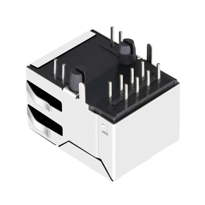 JX30-0005NLT 1x1 Port Tab Up 10/100 Base-T Złącze magnetyczne RJ45 z zieloną / żółtą diodą LED