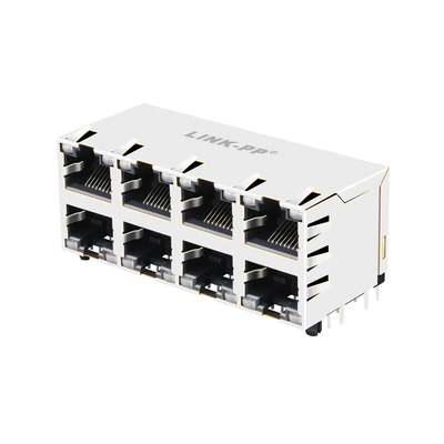 JX20-0206NL 10/100 Base-T 2x4 Port Rj45 Wieloportowy Jack, ekranowany bez diody