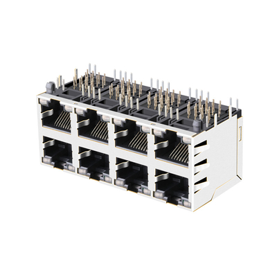 JX0B-3051NL 1000 Base-T 2x4 Port Rj45 Złącze wieloportowe z zielono-żółtymi diodami LED