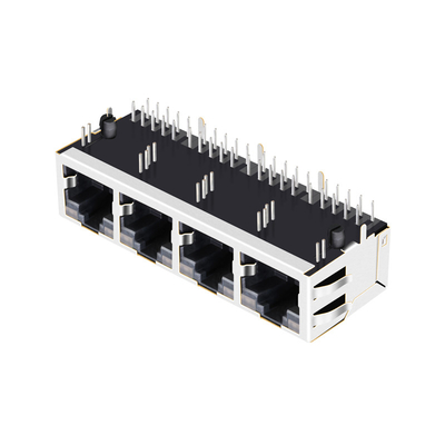 JT6-1480NL 10G Base-T Ekranowany 1x4 Port Tab UP Złącze Pcb Rj45 Kątowe z diodami LED