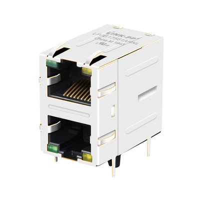 JXD9-1002NL 2x1 Port Cat6 RJ45 Magnetyczny Jack 100/1000 Base-T Zielona/żółta dioda LED