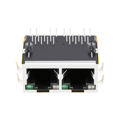 2250309-1 1X2 Port 10G Base-T Rj45 Złącze Jack Tab Up Zielone żółte / zielone diody LED