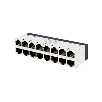 JT5-2853NL Wejście boczne Magnetyczne gniazdo RJ45 Bezołowiowe 2x8 ze zintegrowaną magnetyką