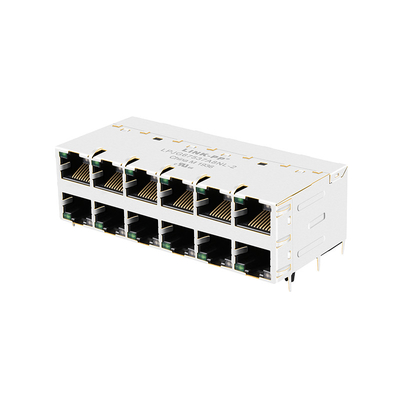 JT5-2670NL Gniazda magnetyczne RJ45 THT 10G Base-T 2x6 Port z diodami LED