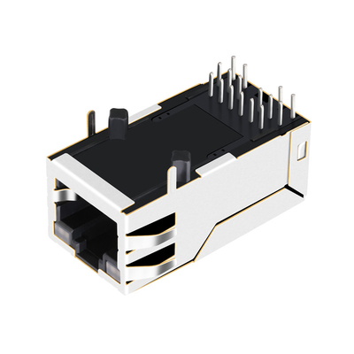 2250368-1 Tab Up 10G Base-T RJ45 MagJack Złącze Pojedynczy port 4PPoE 60W Z diodami GY/GY