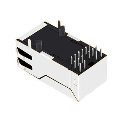 0875-1X1T-B2 1000 Base-T Tab Up 1 port Modułowe gniazdo RJ45 z diodą OG/Y