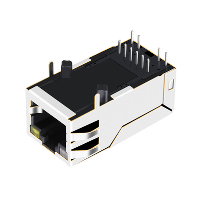 0875-1X1T-P2 6-stykowe gniazdo Magjack Rj45 Pojedynczy port 10/100BASE-T Tab Up OG/Y Led