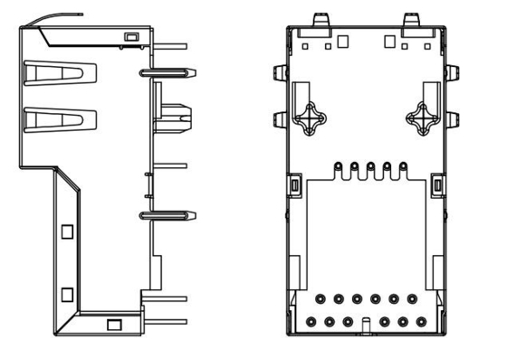 J1V-U2100NL 1000BASE-T PIONOWE Złącze Ethernet RJ45 POE GÓRNE WEJŚCIE Y / GG Led