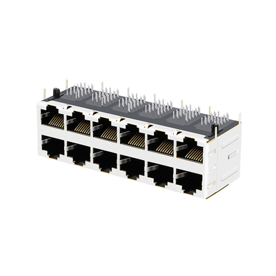 JT5-2610CNL 10G BASE-T 2X6 PORT RJ45 Magnetyczne złącze żeńskie z przewodami świetlnymi