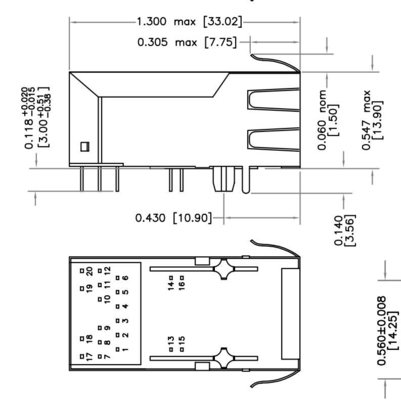 HFJT1-5GHPRL 5G BASE-T 1x1 Port PoE Złącze RJ45 Fastjack 600mA Bez diody LED