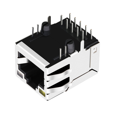 RT7-174AAK1A 100/1000 Base-T Pojedynczy port żeński RJ45 Zakładka w górę Żółta / zielona i pomarańczowa dioda LED