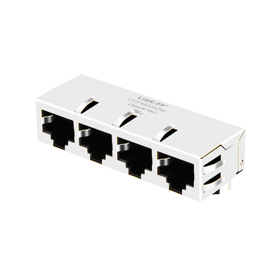 J8064E64NL Bez diody LED Port 1x4 Ethernet Gniazdo RJ45 100 Base-T Tab w dół LPJF46204CNL